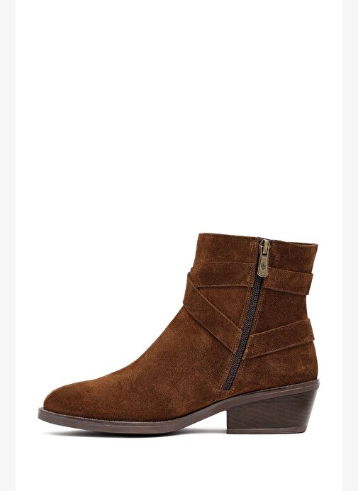 Kadın Taba Fermuarlı Süet Deri Kovboy Bot 25AFD201910 - Görsel 3