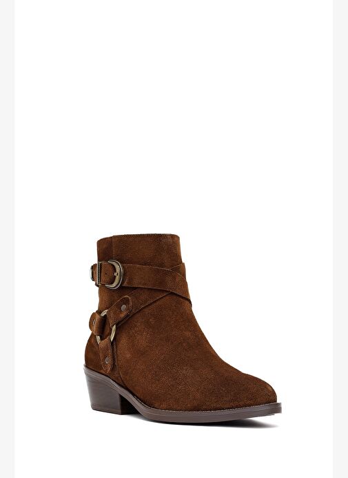 Kadın Taba Fermuarlı Süet Deri Kovboy Bot 25AFD201910 - Görsel 8