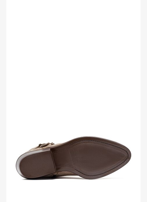 Kadın Bej Fermuarlı Süet Deri Kovboy Bot 25AFD201910 - Görsel 6