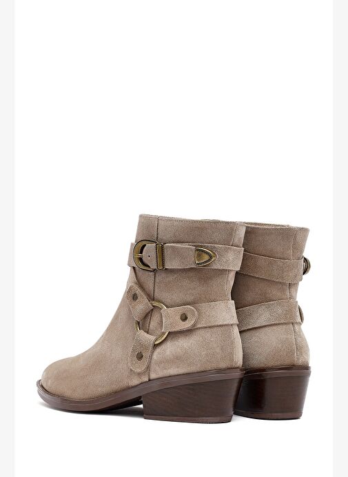 Kadın Bej Fermuarlı Süet Deri Kovboy Bot 25AFD201910 - Görsel 7