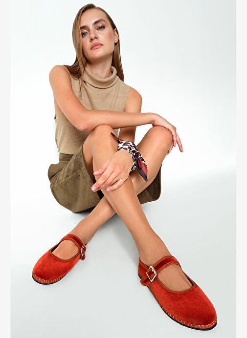 Kadın Turuncu Tokalı Kumaş Babet 25AFD20556F - Görsel 2