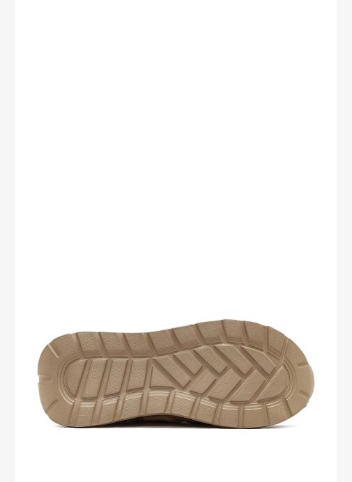 Kadın Bej Bağcıklı Kalın Tabanlı Süet Deri Sneaker 25AFD221110 - Görsel 5