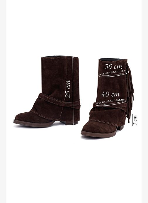 Kadın Kahverengi Kalın Topuklu Süet Deri Bot 25AFD221310 - Görsel 3