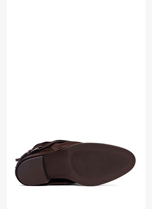 Kadın Kahverengi Kalın Topuklu Süet Deri Bot 25AFD221310 - Görsel 7