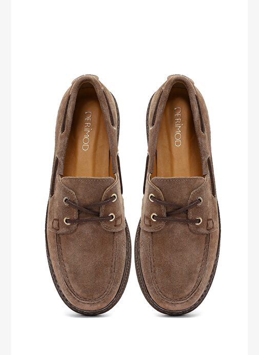 Kadın Vizon Bağcıklı Süet Deri Casual Ayakkabı 25AFD230010 - Görsel 8