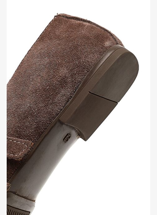 Kadın Vizon Çift Tokalı Süet Deri Loafer 25AFD270010 - Görsel 9