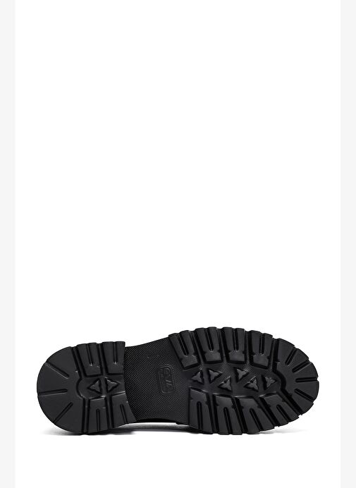 Kadın Siyah Aksesuarlı Deri Maskülen Loafer 25AFD270418 - Görsel 5