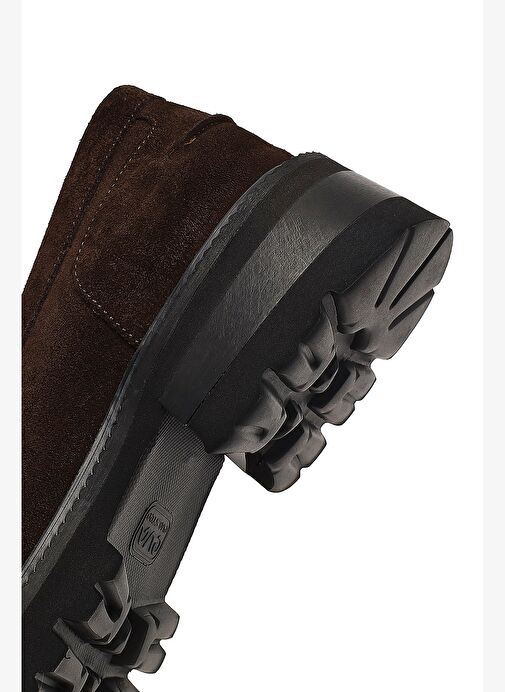 Kadın Kahverengi Kalın Tabanlı Süet Deri Loafer 25AFD270510 - Görsel 9