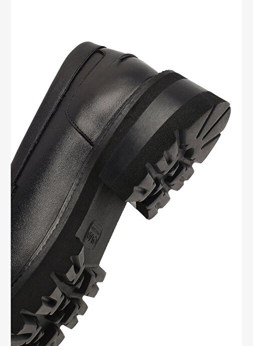 Kadın Siyah Kalın Tabanlı Deri Loafer 25AFD270518 - Görsel 9