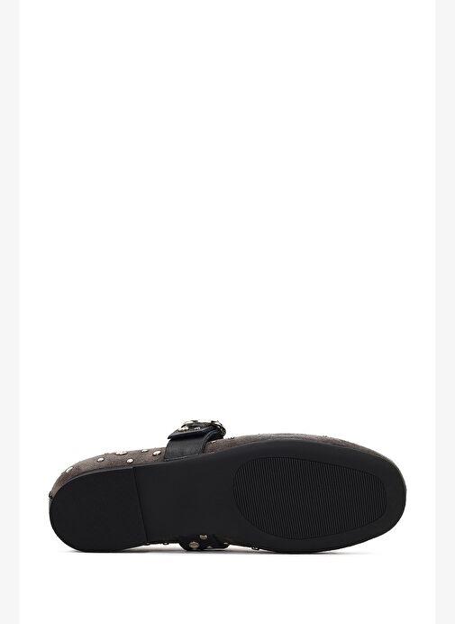 Kadın Antrasit Tokalı Süet Deri Babet 25AFD270810 - Görsel 6