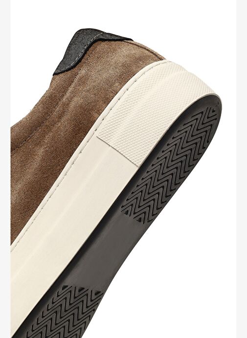 Kadın Bej Bağcıklı Kalın Tabanlı Süet Deri Sneaker 25AFD370010 - Görsel 9