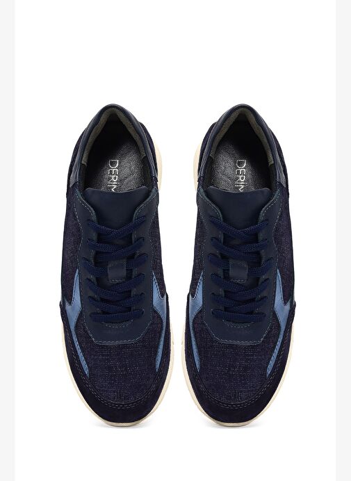 Kadın Lacivert Bağcıklı Kalın Tabanlı Deri Sneaker 25AFD371014 - Görsel 8
