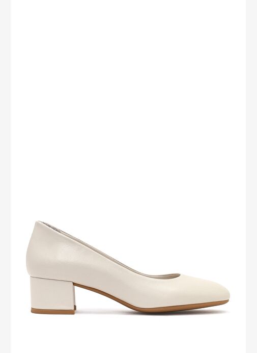 Derimod Flex Kadın Bej Kısa Kalın Topuklu Deri Ayakkabı 25AFD380018 - Görsel 2