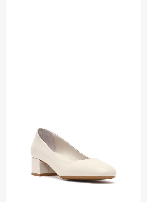 Derimod Flex Kadın Bej Kısa Kalın Topuklu Deri Ayakkabı 25AFD380018 - Görsel 7