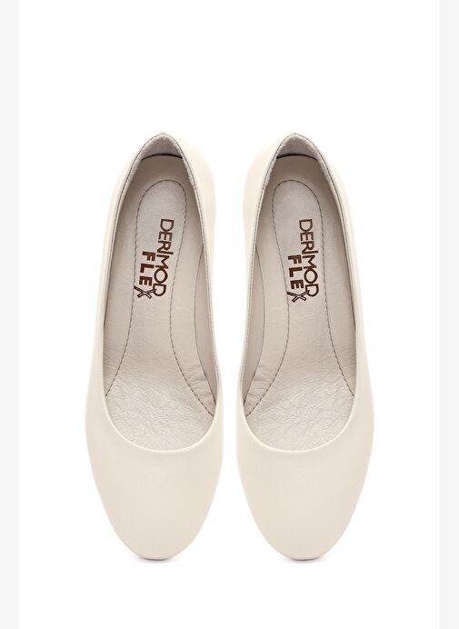 Derimod Flex Kadın Bej Kısa Kalın Topuklu Deri Ayakkabı 25AFD380018 - Görsel 8