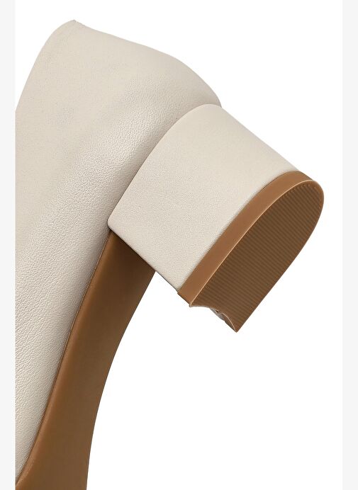 Derimod Flex Kadın Bej Kısa Kalın Topuklu Deri Ayakkabı 25AFD380018 - Görsel 9