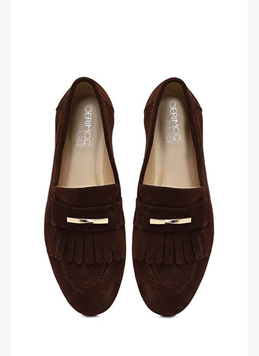 Kadın Kahverengi Tokalı Süet Deri Loafer 25AFD380410 - Görsel 8