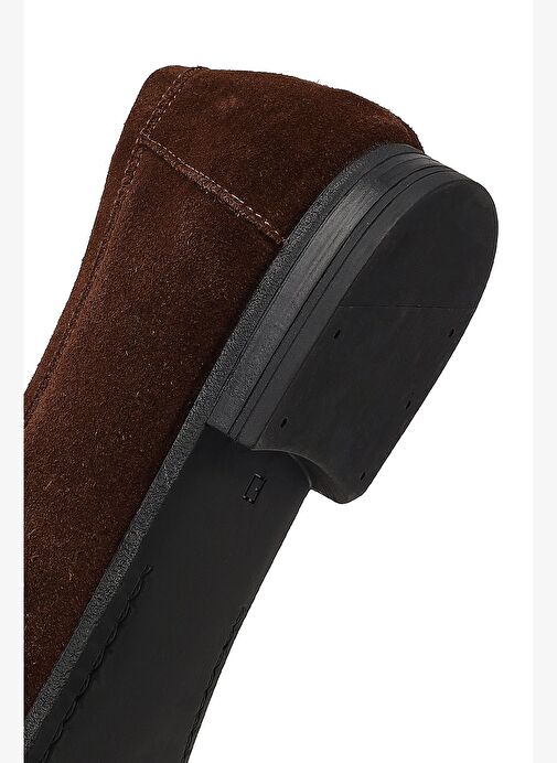 Kadın Kahverengi Tokalı Süet Deri Loafer 25AFD380410 - Görsel 9