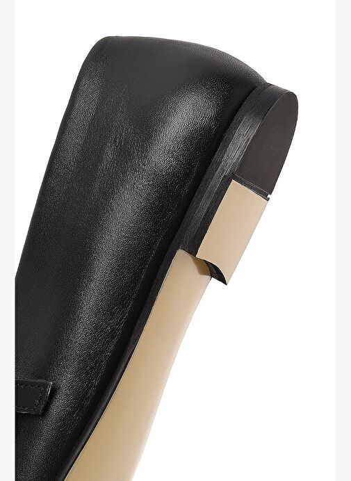 Kadın Siyah Taşlı Deri Babet 25AFD380918 - Görsel 9