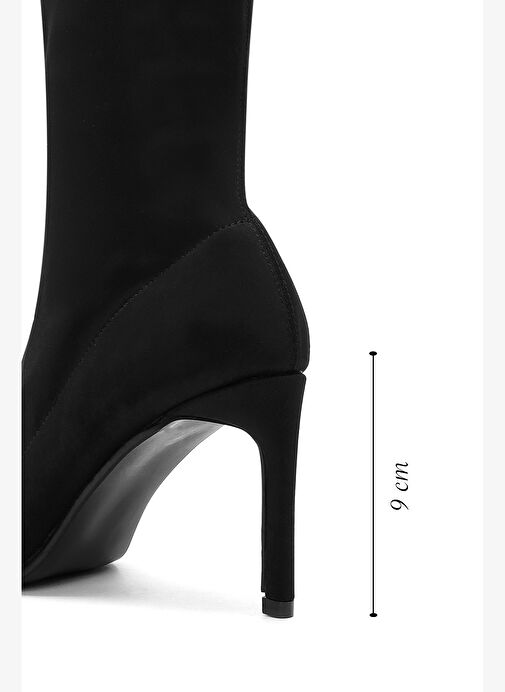 Kadın Siyah Streç İnce Topuklu Bot 25AFD40026F - Görsel 3
