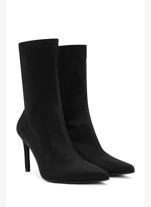 Kadın Siyah Streç İnce Topuklu Bot 25AFD40026F - Görsel 6