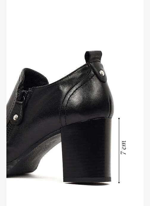 Kadın Siyah Kalın Topuklu Deri Bot 25AFD412618 - Görsel 3