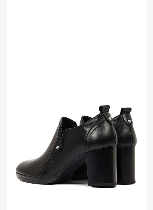Kadın Siyah Kalın Topuklu Deri Bot 25AFD412618 - Görsel 7
