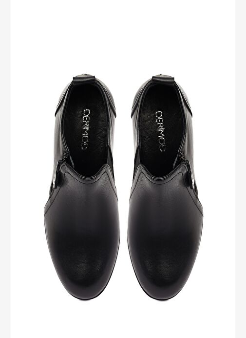 Kadın Siyah Kalın Topuklu Deri Bot 25AFD412618 - Görsel 9