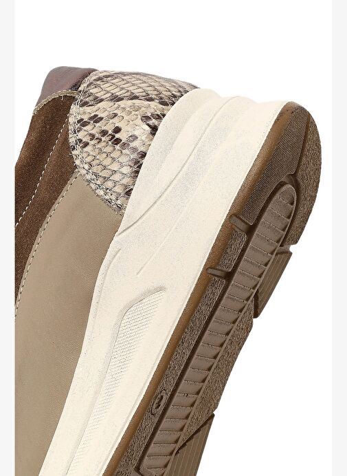 Kadın Vizon Bağcıklı Kalın Tabanlı Deri Sneaker 25AFD412814 - Görsel 9