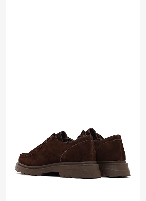 Kadın Kahverengi Bağcıklı Süet Deri Maskülen Ayakkabı 25AFD420010 - Görsel 6