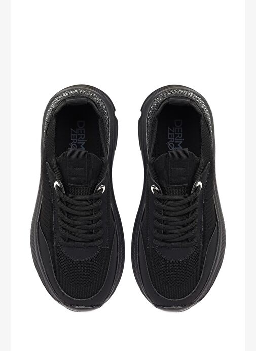 Derimod Zero Kadın Siyah Bağcıklı Kalın Tabanlı Kumaş Sneaker 25AFD43126F - Görsel 8