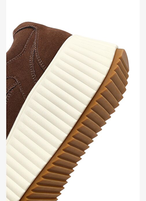 Kadın Kahverengi Bağcıklı Kalın Tabanlı Süet Sneaker 25AFD431310 - Görsel 9