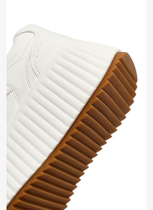 Kadın Beyaz Kalın Tabanlı Bağcıklı Sneaker 25AFD431318 - Görsel 9