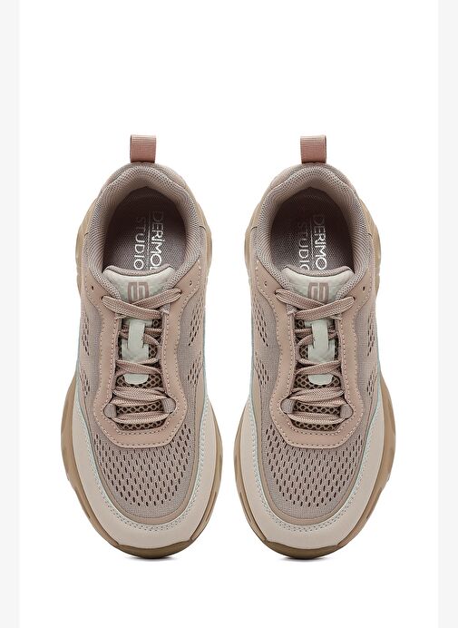 Derimod Studio Kadın Bej Bağcıklı Kalın Tabanlı Sneaker 25AFD43526F - Görsel 8