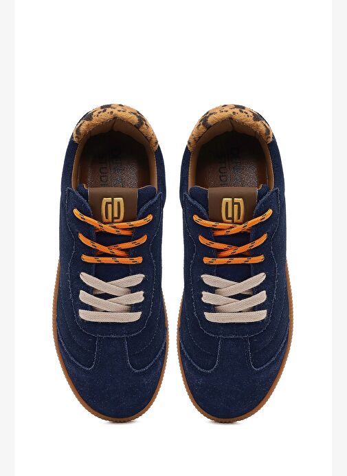 Derimod Studio Kadın Lacivert Bağcıklı Süet Sneaker 25AFD435310 - Görsel 8