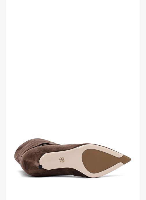 Kadın Kahverengi İnce Topuklu Süet Deri Bot 25AFD490310 - Görsel 8