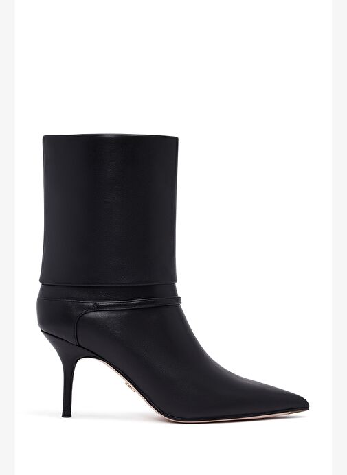 Kadın Siyah İnce Topuklu Deri Bot 25AFD490318 - Görsel 2