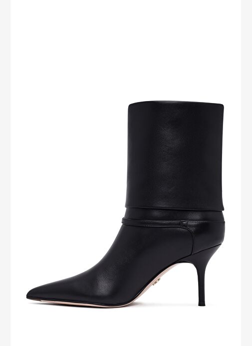 Kadın Siyah İnce Topuklu Deri Bot 25AFD490318 - Görsel 5
