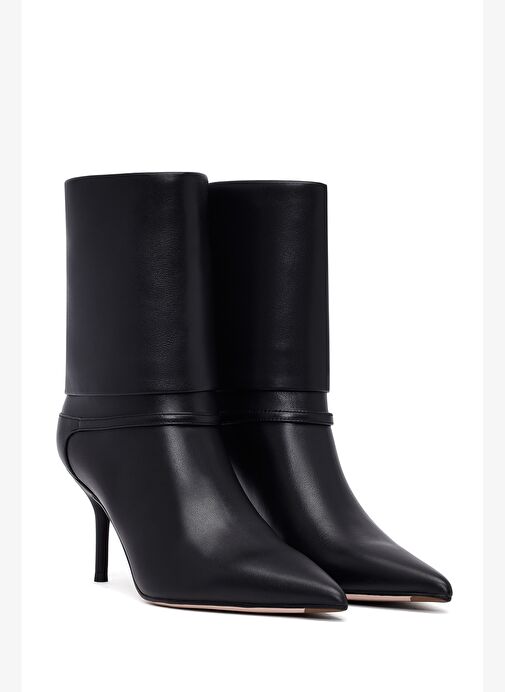 Kadın Siyah İnce Topuklu Deri Bot 25AFD490318 - Görsel 6