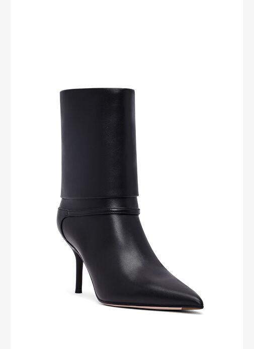 Kadın Siyah İnce Topuklu Deri Bot 25AFD490318 - Görsel 9