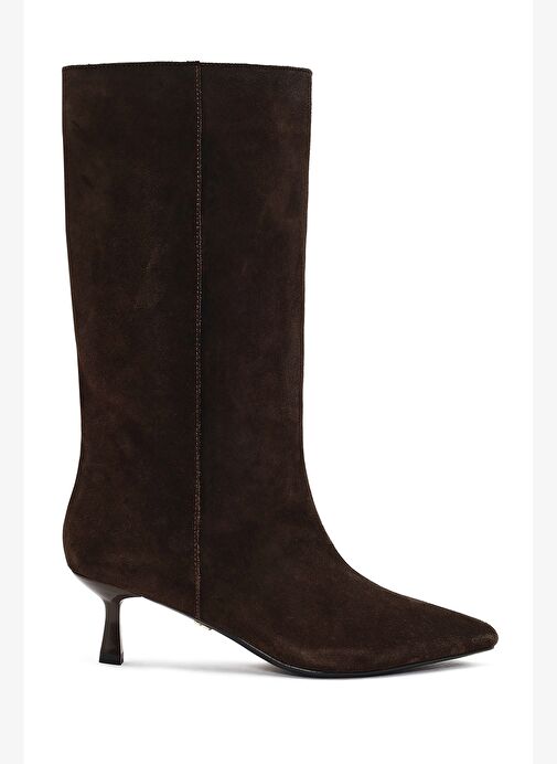 Kadın Kahverengi İnce Topuklu Süet Deri Çizme 25AFD490510 - Görsel 2