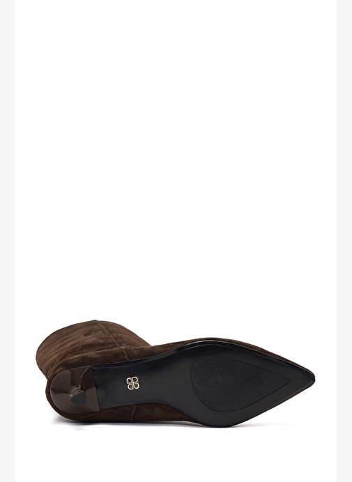 Kadın Kahverengi İnce Topuklu Süet Deri Çizme 25AFD490510 - Görsel 7