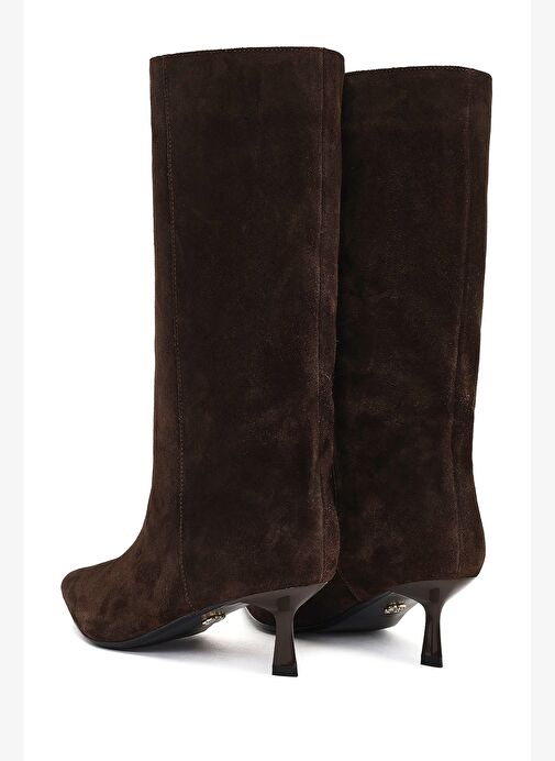 Kadın Kahverengi İnce Topuklu Süet Deri Çizme 25AFD490510 - Görsel 8