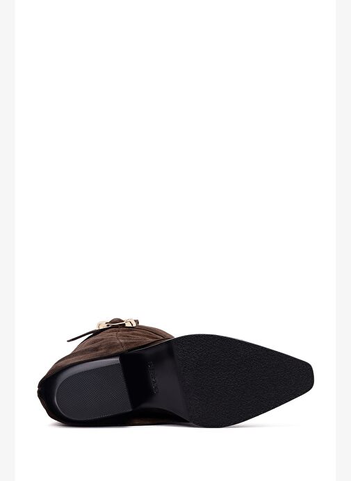 Kadın Kahverengi Kalın Topuklu Süet Deri Çizme 25AFD490610 - Görsel 7