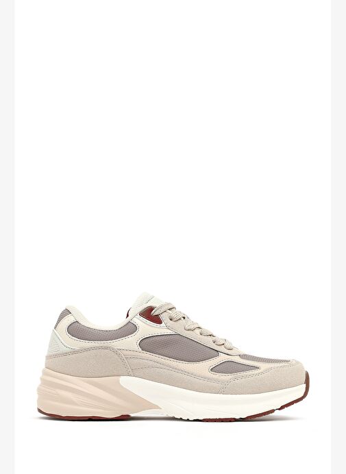 Kadın Bej Bağcıklı Kalın Tabanlı Sneaker 25AFD494014 - Görsel 2
