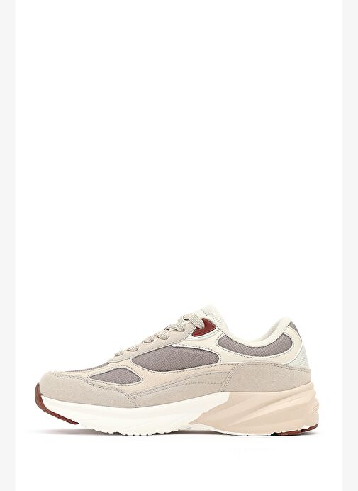 Kadın Bej Bağcıklı Kalın Tabanlı Sneaker 25AFD494014 - Görsel 3