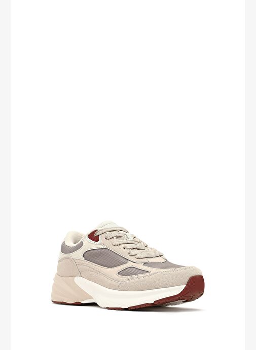 Kadın Bej Bağcıklı Kalın Tabanlı Sneaker 25AFD494014 - Görsel 7