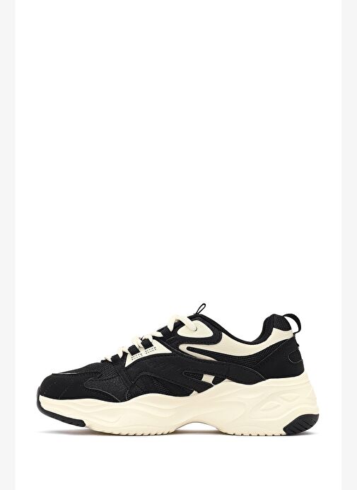 Kadın Siyah Bağcıklı Kalın Tabanlı Sneaker 25AFD494114 - Görsel 3