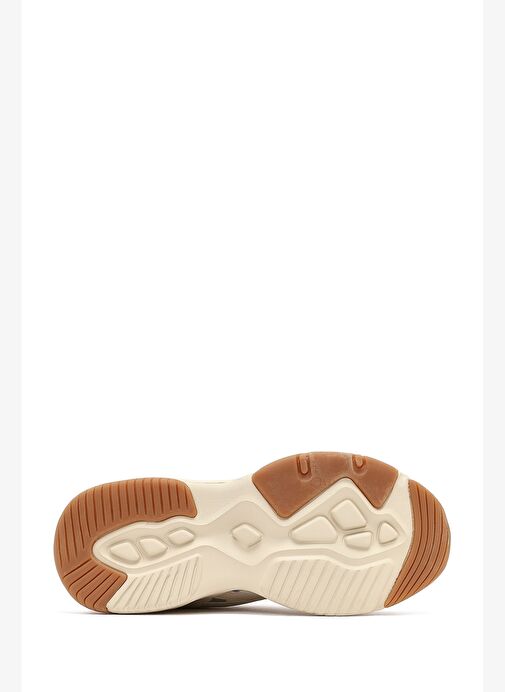 Kadın Bej Bağcıklı Kalın Tabanlı Sneaker 25AFD494114 - Görsel 5