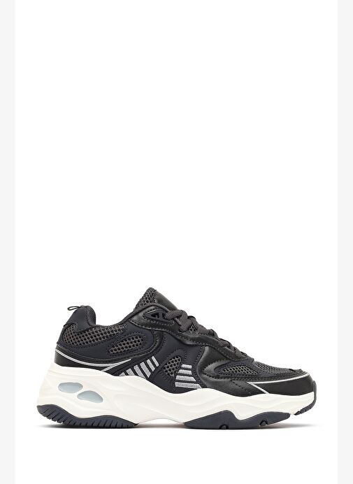 Kadın Gri Bağcıklı Kalın Tabanlı Sneaker 25AFD494214 - Görsel 2